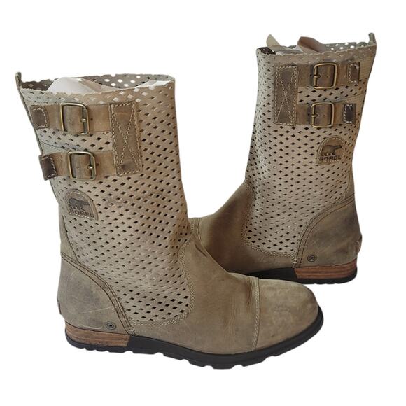 Sorel Major Pull On Tan Leather Boots Women's Size 8 - Picture 3 of 12